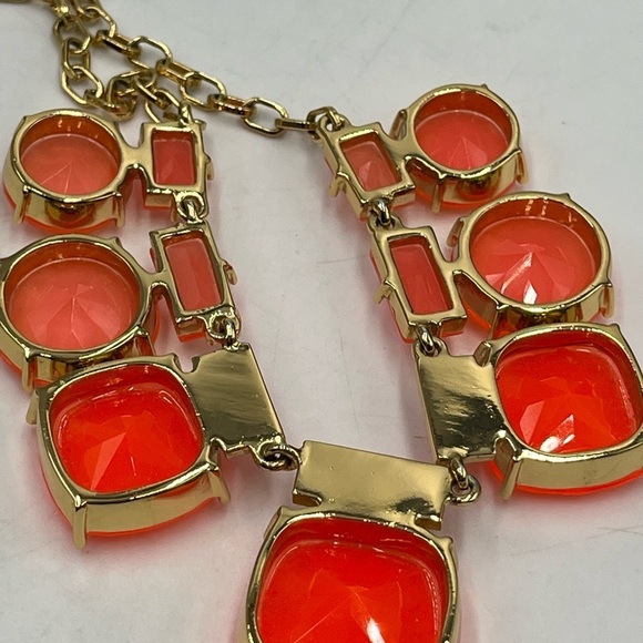 Kate Spade "Cause A Stir" Orange Stone Enamel Gold Plate Statement Necklace - Picture 11 of 12